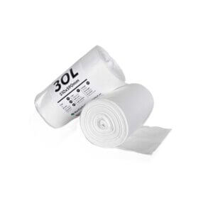 Afvalemmerzak 30L, Wit, Standaard HD